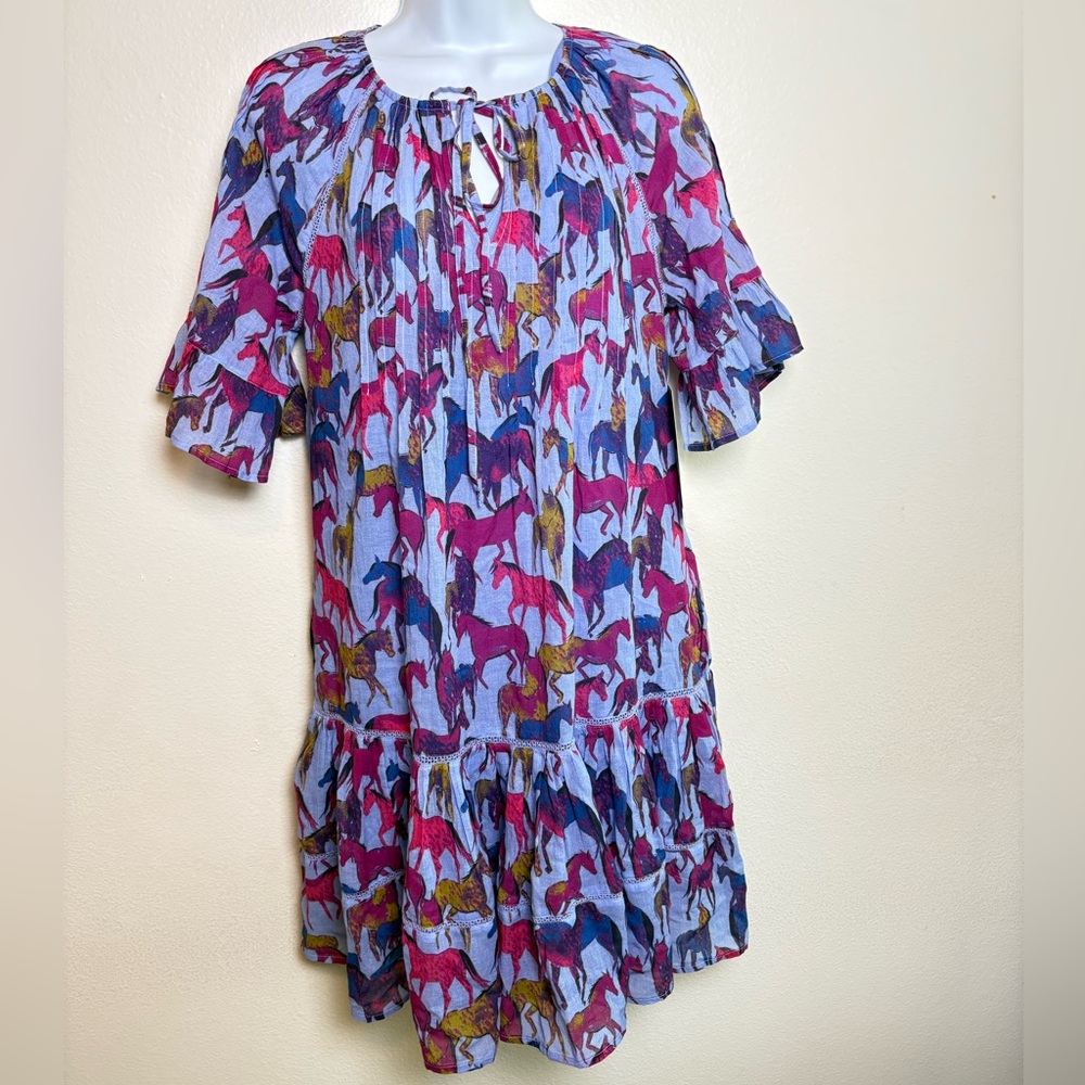 Sundance Aisha Printed Dress Periwinkle Horse Print